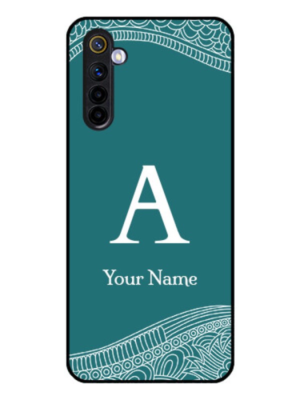 Custom Realme 6 Personalized Glass Phone Case - line art pattern with custom name Design