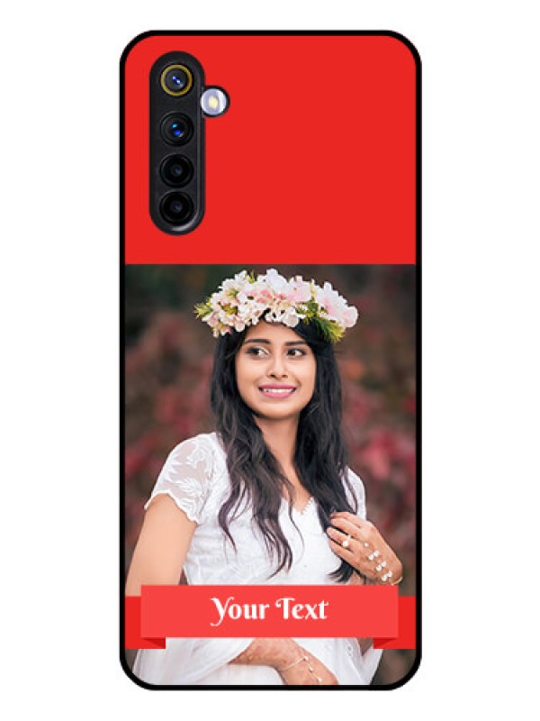 Custom Realme 6i Custom Glass Phone Case  - Simple Red Color Design