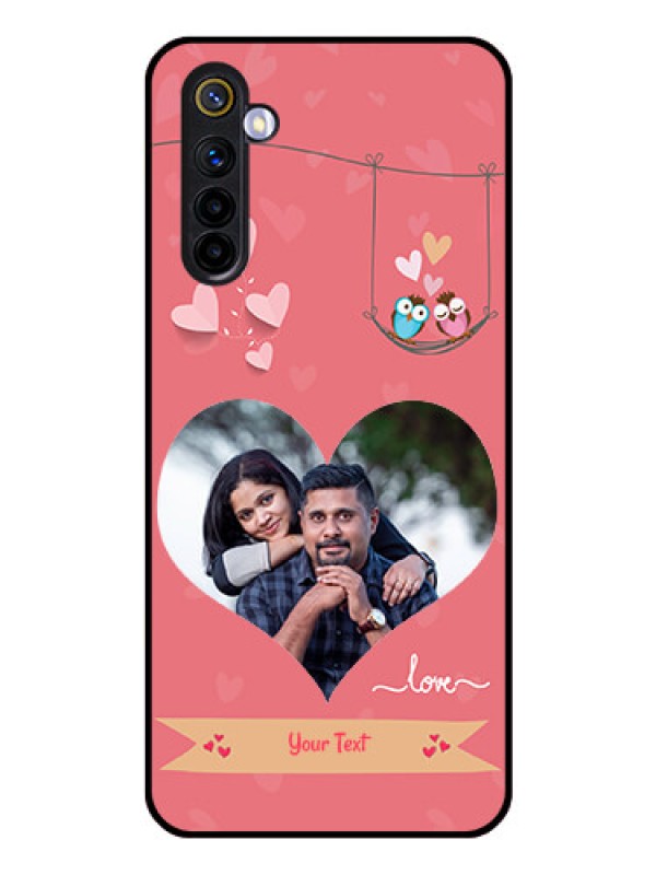 Custom Realme 6i Personalized Glass Phone Case  - Peach Color Love Design 