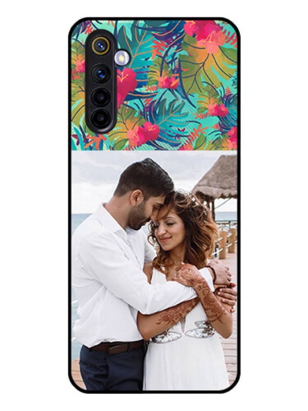 Custom Realme 6i Photo Printing on Glass Case  - Watercolor Floral Design