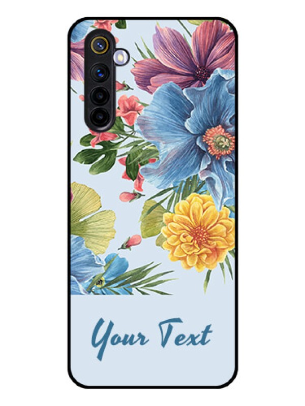 Custom Realme 6i Custom Glass Mobile Case - Stunning Watercolored Flowers Painting Design