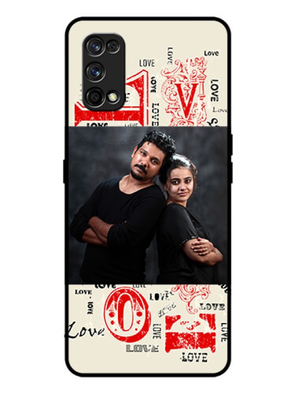 Custom Realme 7 Pro Photo Printing on Glass Case  - Trendy Love Design Case