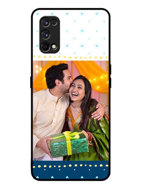 Custom Realme 7 Pro Personalized Glass Phone Case  - White and Blue Abstract Design