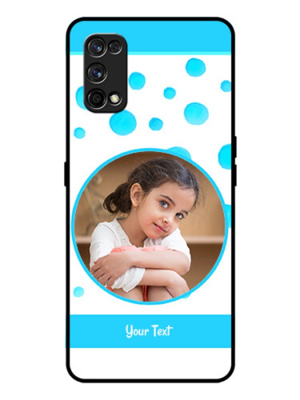 Custom Realme 7 Pro Photo Printing on Glass Case  - Blue Bubbles Pattern Design
