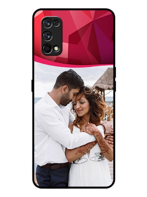 Custom Realme 7 Pro Custom Glass Mobile Case  - Red Abstract Design