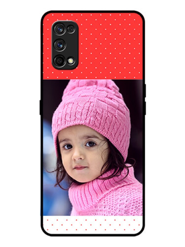 Custom Realme 7 Pro Photo Printing on Glass Case  - Red Pattern Design