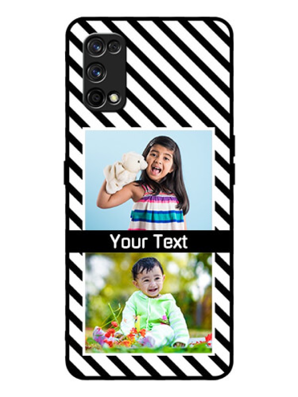 Custom Realme 7 Pro Photo Printing on Glass Case  - Black And White Stripes Design