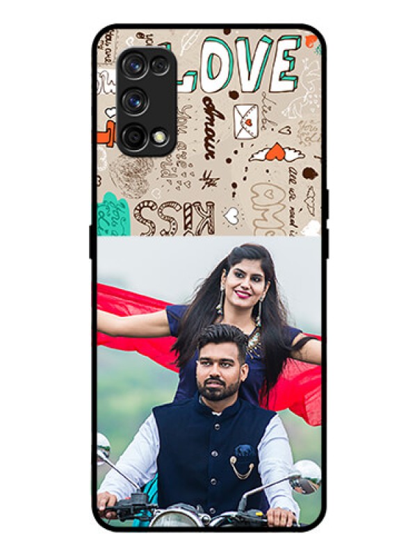 Custom Realme 7 Pro Custom Glass Phone Case  - Love Doodle Pattern 
