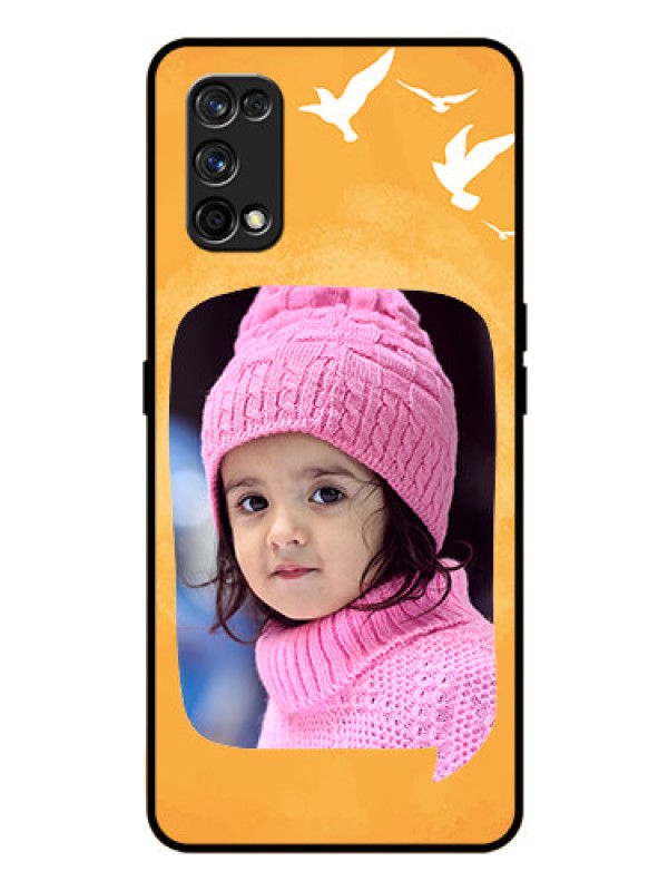 Custom Realme 7 Pro Personalized Glass Phone Case  - Water Color Design with Bird Icons