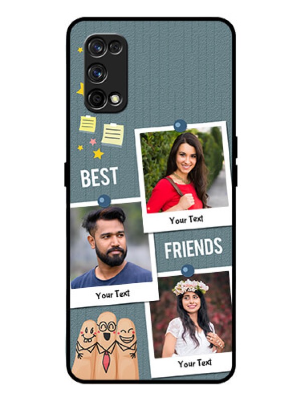 Custom Realme 7 Pro Personalized Glass Phone Case  - Sticky Frames and Friendship Design