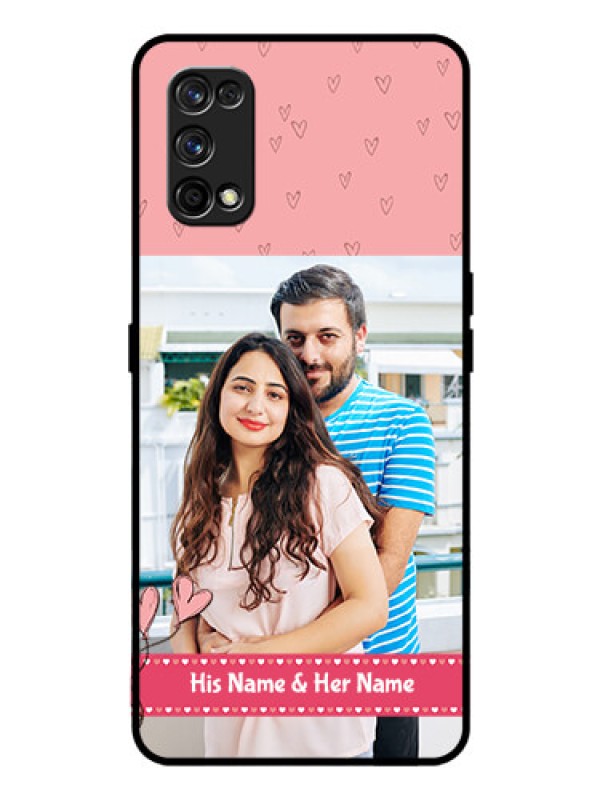 Custom Realme 7 Pro Personalized Glass Phone Case  - Love Design Peach Color