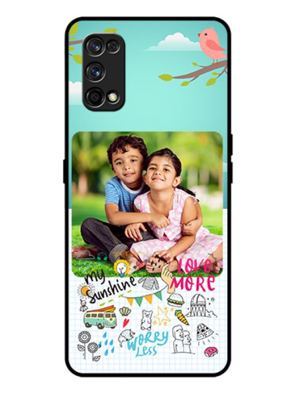 Custom Realme 7 Pro Photo Printing on Glass Case  - Doodle love Design