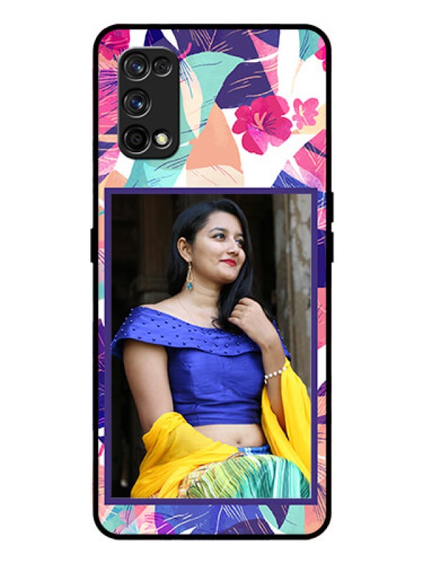 Custom Realme 7 Pro Custom Glass Mobile Case  - Abstract Floral Design