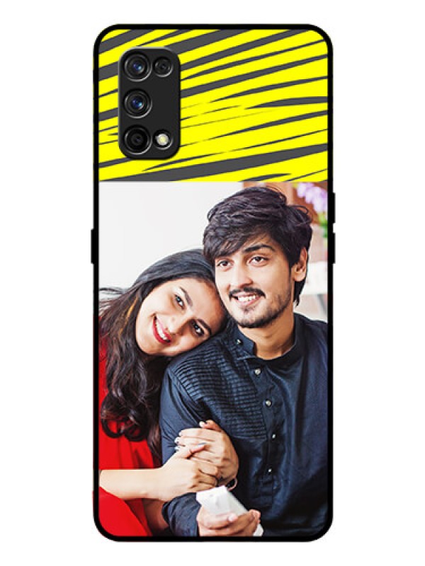 Custom Realme 7 Pro Photo Printing on Glass Case  - Yellow Abstract Design