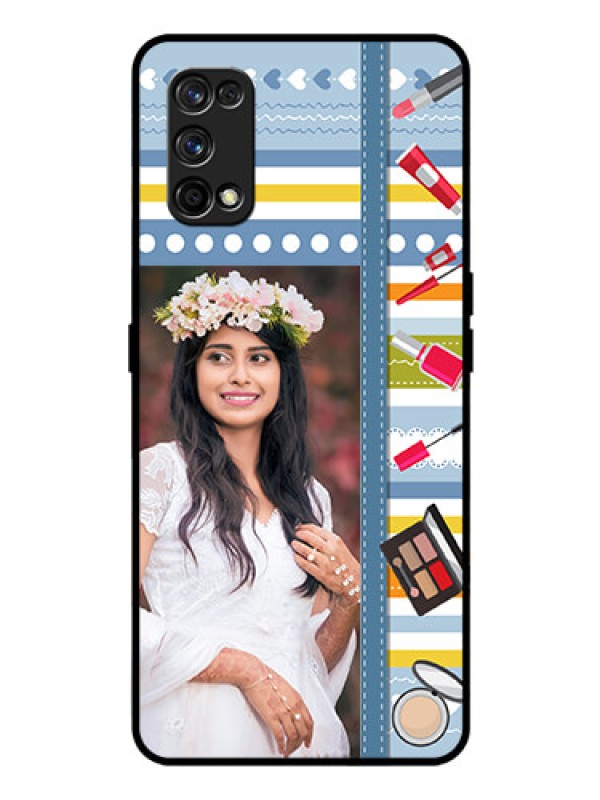 Custom Realme 7 Pro Personalized Glass Phone Case  - Makeup Icons Design