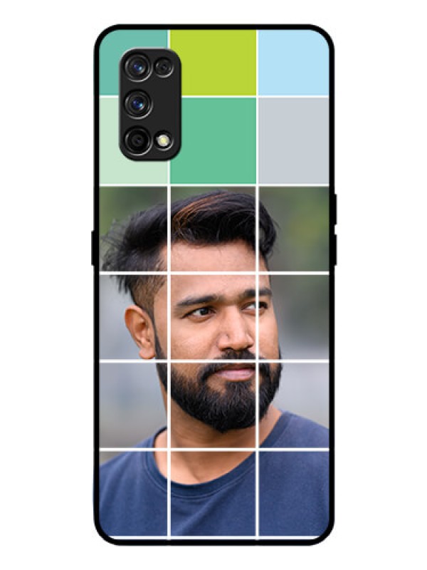 Custom Realme 7 Pro Photo Printing on Glass Case  - with white box pattern 