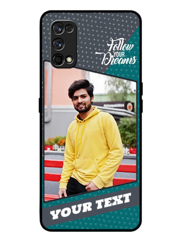 Custom Realme 7 Pro Personalized Glass Phone Case  - Background Pattern Design with Quote