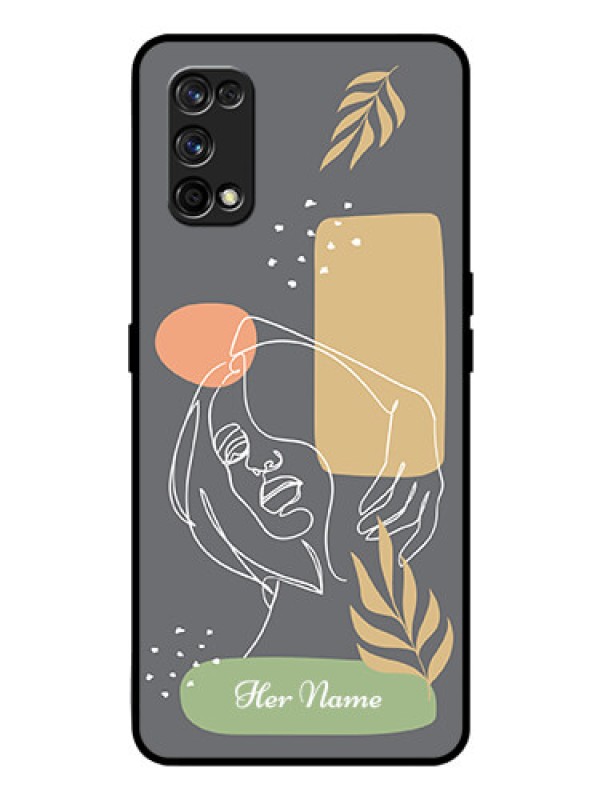 Custom Realme 7 Pro Custom Glass Phone Case - Gazing Woman line art Design