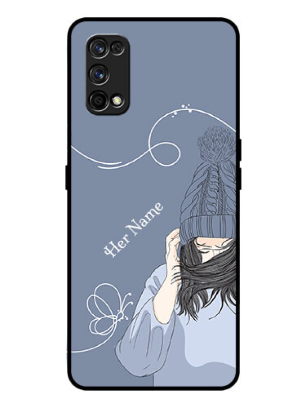Custom Realme 7 Pro Custom Glass Mobile Case - Girl in winter outfit Design