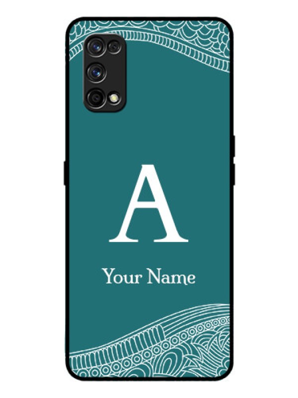 Custom Realme 7 Pro Personalized Glass Phone Case - line art pattern with custom name Design