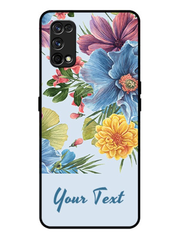 Custom Realme 7 Pro Custom Glass Mobile Case - Stunning Watercolored Flowers Painting Design