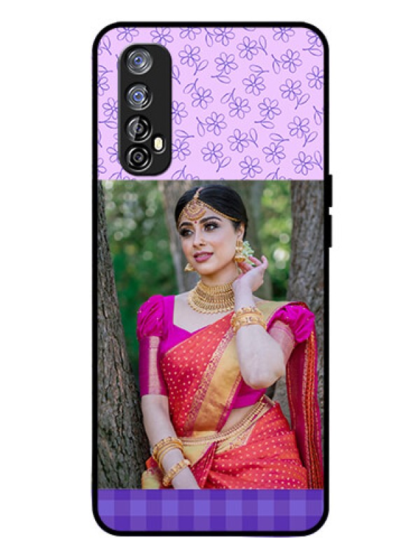 Custom Realme 7 Custom Glass Phone Case  - Purple Floral Design