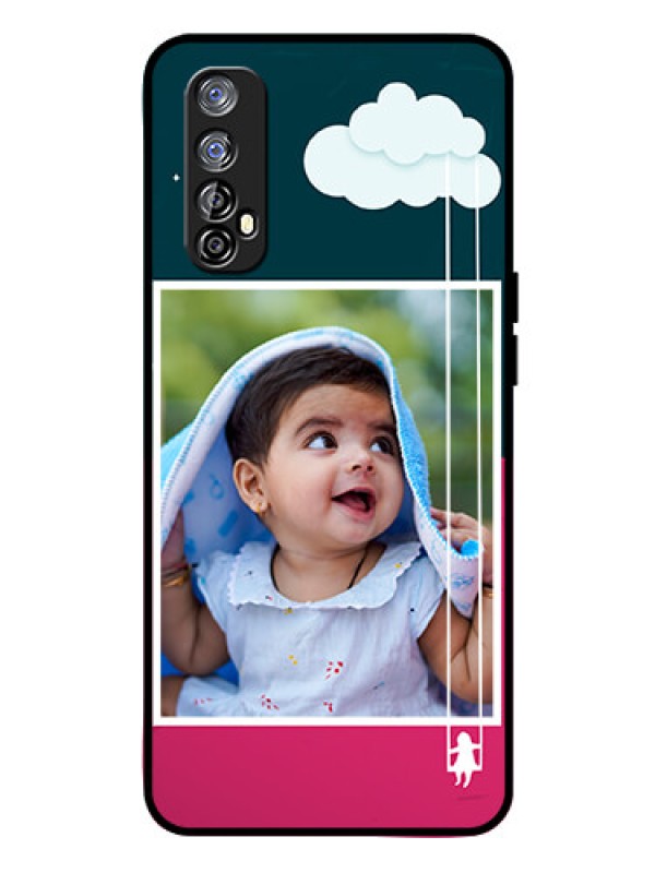 Custom Realme 7 Custom Glass Phone Case  - Cute Girl with Cloud Design