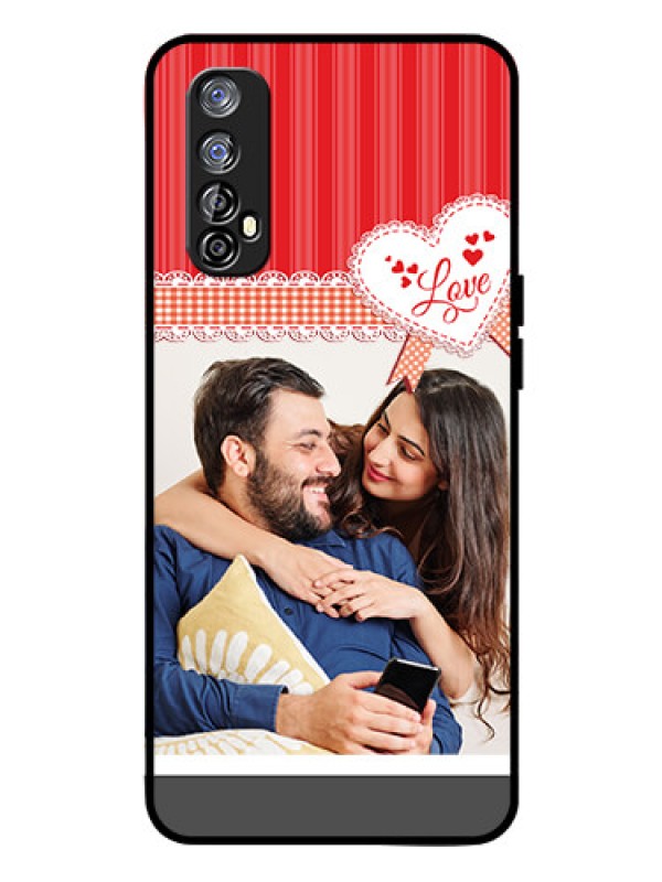 Custom Realme 7 Custom Glass Mobile Case  - Red Love Pattern Design