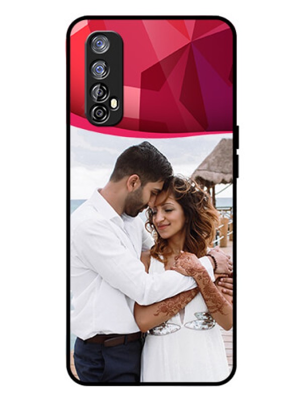 Custom Realme 7 Custom Glass Mobile Case  - Red Abstract Design
