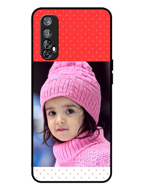 Custom Realme 7 Photo Printing on Glass Case  - Red Pattern Design