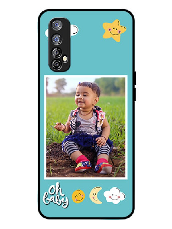 Custom Realme 7 Personalized Glass Phone Case  - Smiley Kids Stars Design