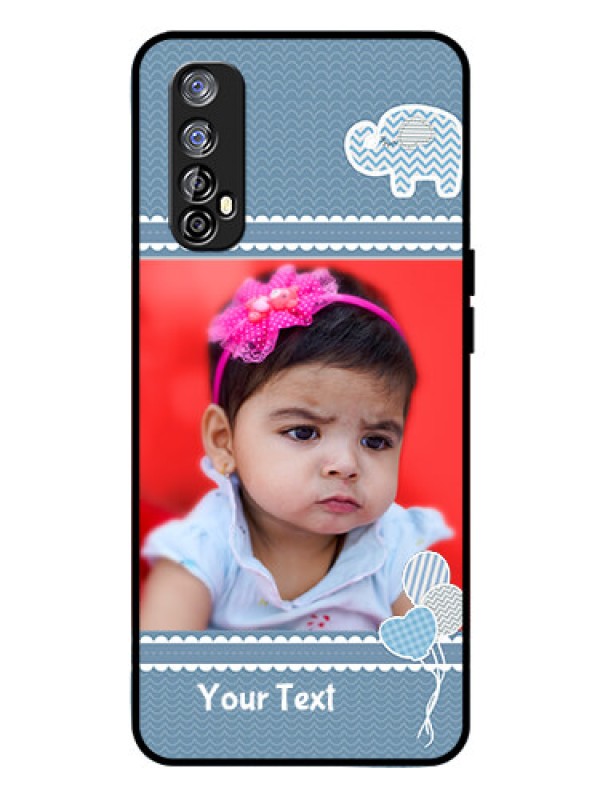 Custom Realme 7 Photo Printing on Glass Case  - with Kids Pattern Design