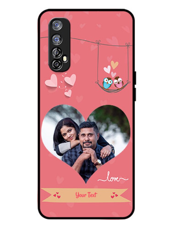 Custom Realme 7 Personalized Glass Phone Case  - Peach Color Love Design 