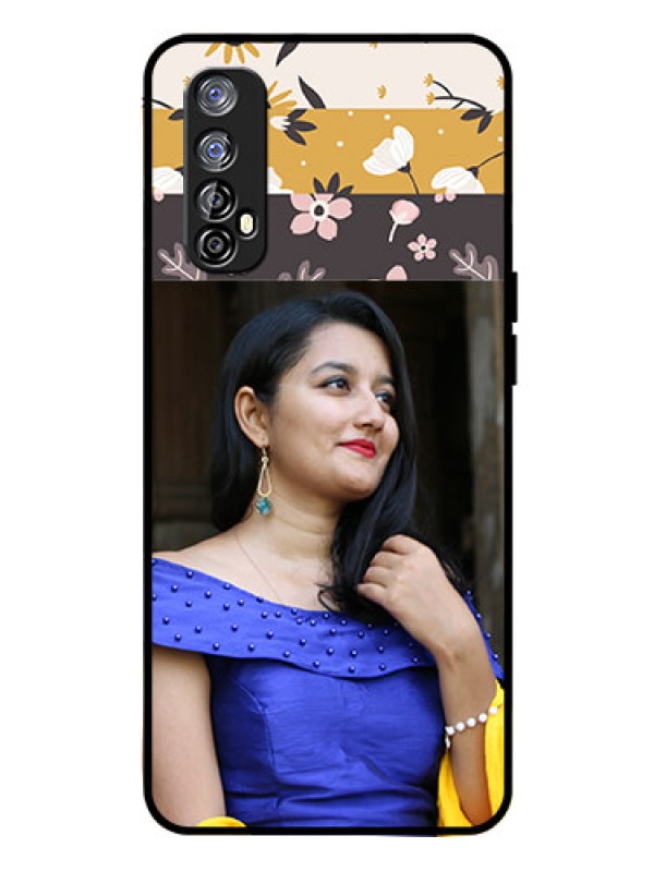 Custom Realme 7 Custom Glass Phone Case  - Stylish Floral Design