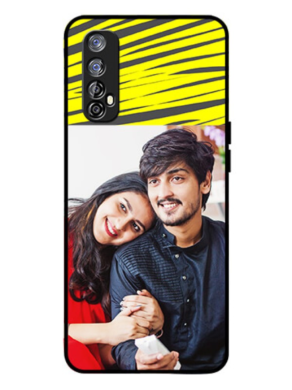 Custom Realme 7 Photo Printing on Glass Case  - Yellow Abstract Design