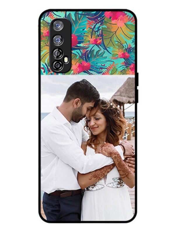 Custom Realme 7 Photo Printing on Glass Case  - Watercolor Floral Design