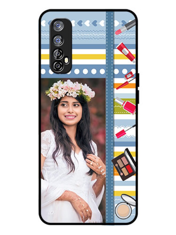 Custom Realme 7 Personalized Glass Phone Case  - Makeup Icons Design