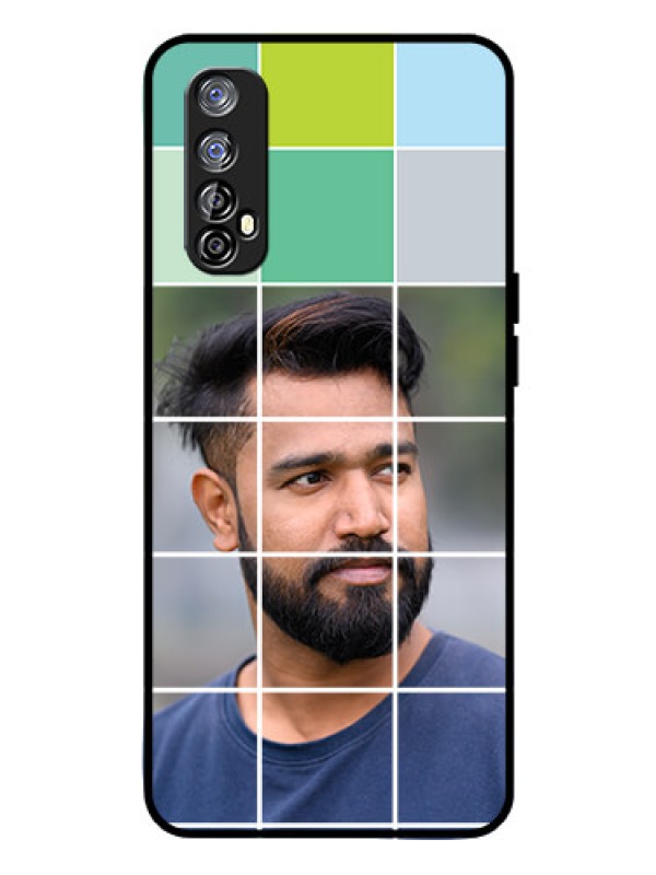 Custom Realme 7 Photo Printing on Glass Case  - with white box pattern 