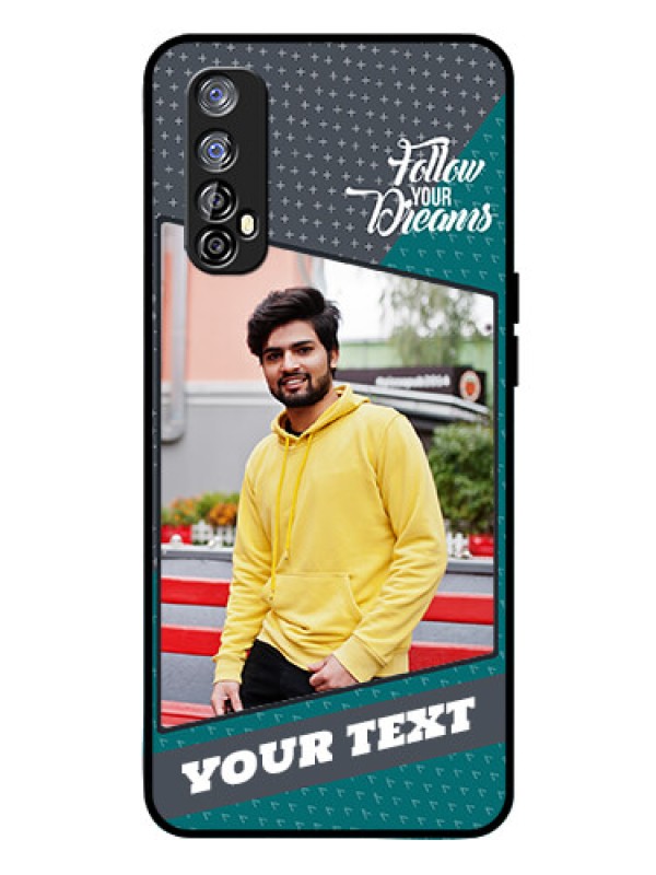 Custom Realme 7 Personalized Glass Phone Case  - Background Pattern Design with Quote