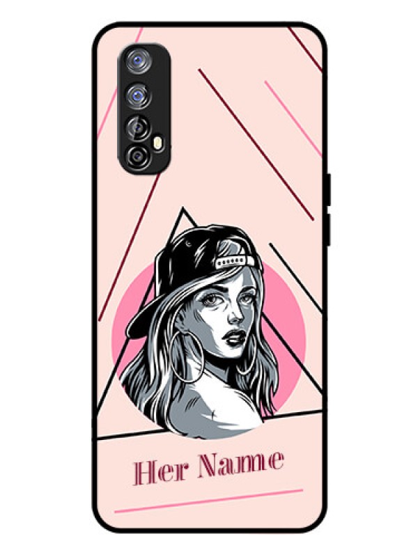 Custom Realme 7 Personalized Glass Phone Case - Rockstar Girl Design
