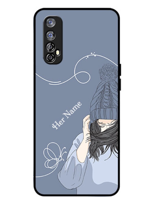 Custom Realme 7 Custom Glass Mobile Case - Girl in winter outfit Design