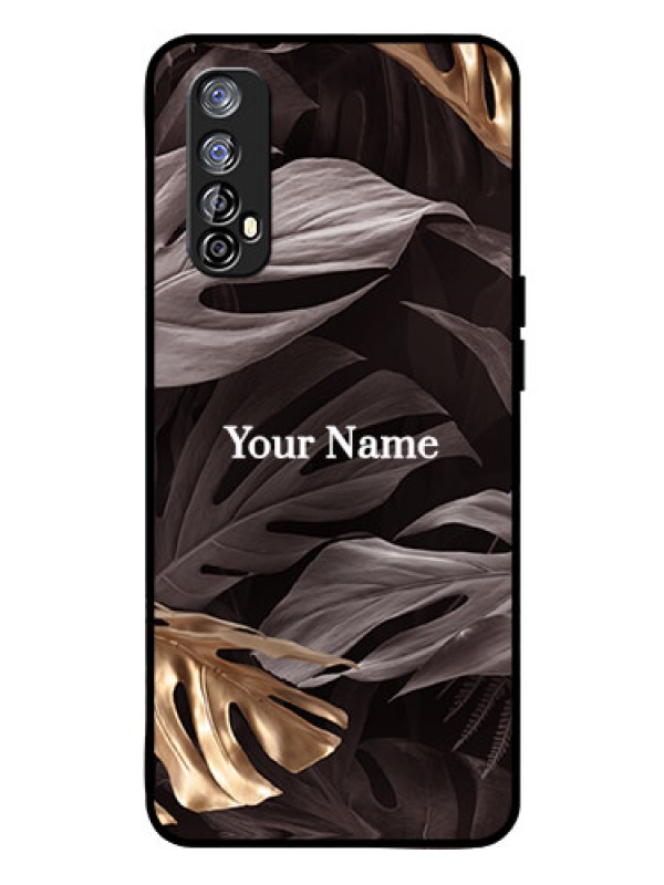 Custom Realme 7 Personalised Glass Phone Case - Wild Leaves digital paint Design