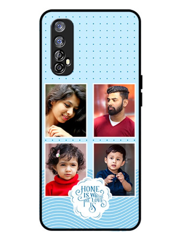 Custom Realme 7 Custom Glass Phone Case - Cute love quote with 4 pic upload Design