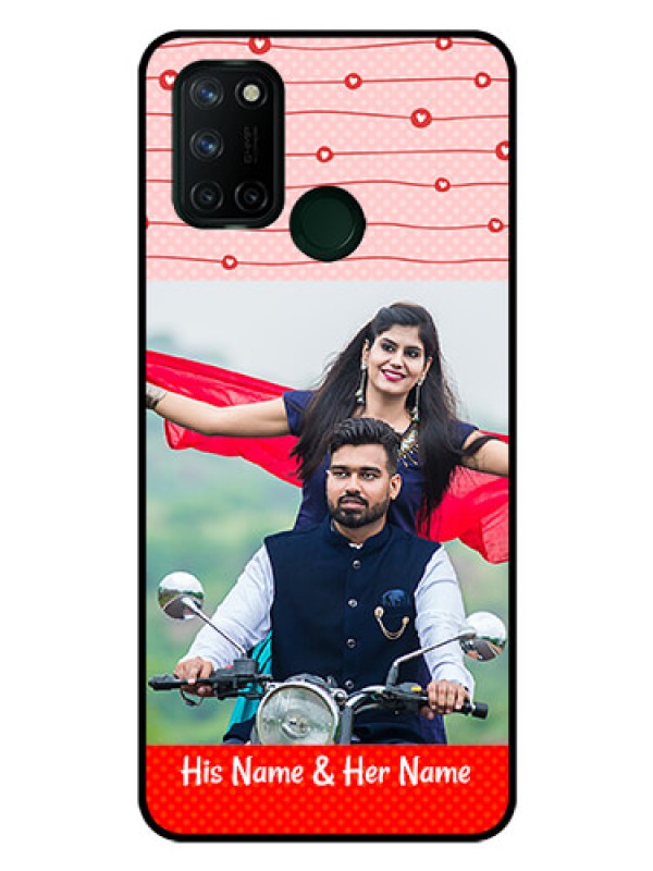 Custom Realme 7I Personalized Glass Phone Case  - Red Pattern Case Design