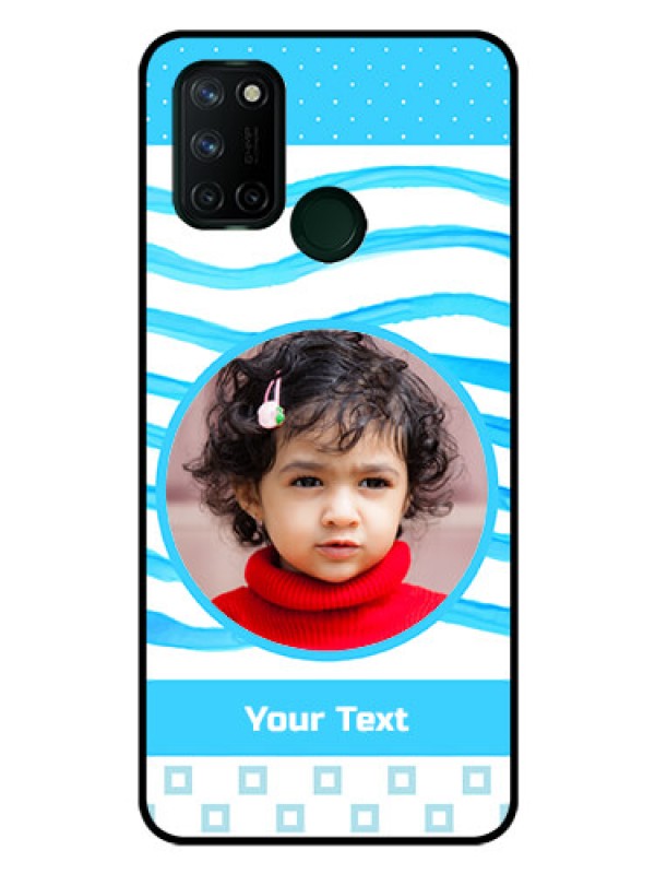 Custom Realme 7I Custom Glass Phone Case  - Simple Blue Case Design