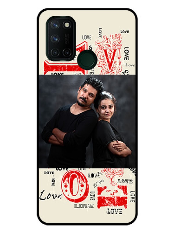 Custom Realme 7I Photo Printing on Glass Case  - Trendy Love Design Case