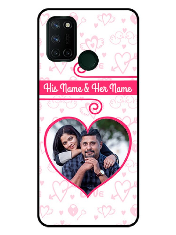 Custom Realme 7I Personalized Glass Phone Case  - Heart Shape Love Design