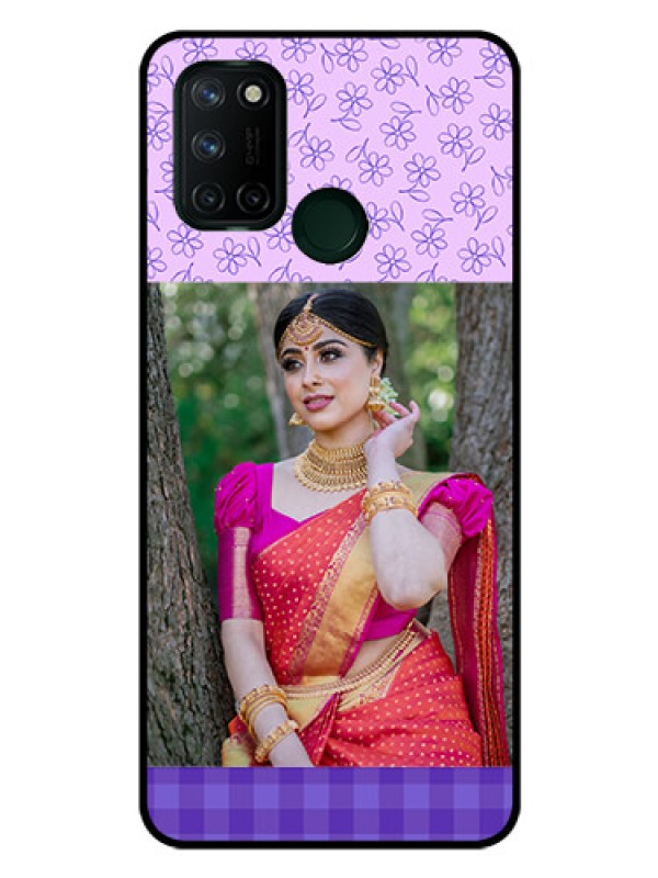 Custom Realme 7I Custom Glass Phone Case  - Purple Floral Design