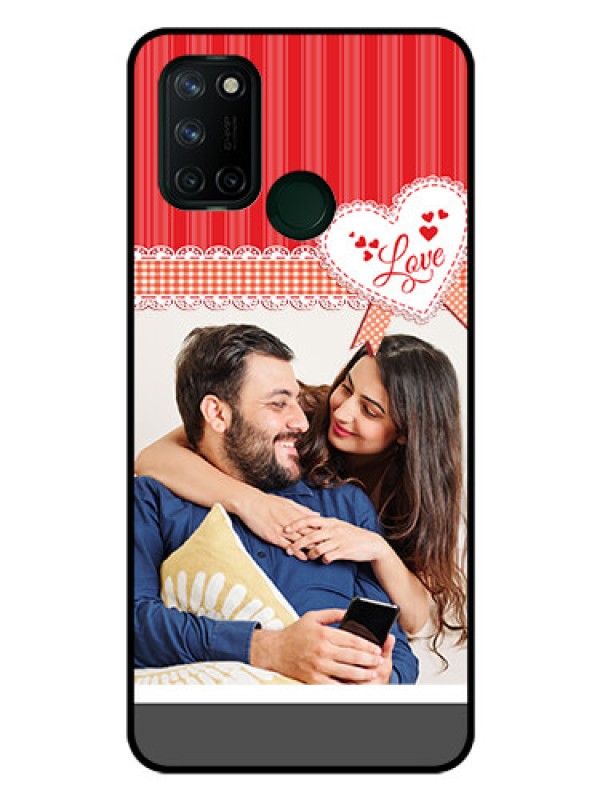 Custom Realme 7I Custom Glass Mobile Case  - Red Love Pattern Design