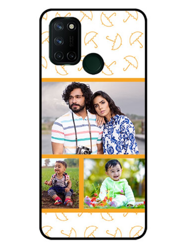 Custom Realme 7I Custom Glass Mobile Case  - Yellow Pattern Design